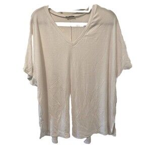 Terez White Women's Size‎ Large Short Sleeve V-Neck T-Shirt Stretchy oversized